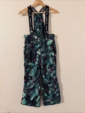 Kamik Kids' Harper Bib Snow Pants w/Removable Suspenders Size 8 Blue Green